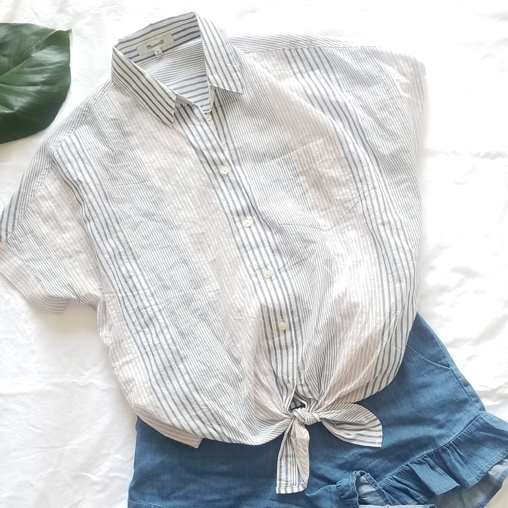 Madewell Short-Sleeve Tie Shirt in Rawley